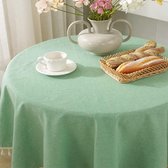 Rond tafelkleed, effen kleur, tafelkleden met kwastjes, katoenen tafelkleed, geschikt voor thuis, keukendecoratie, verschillende maten (groen, diameter 100 cm)