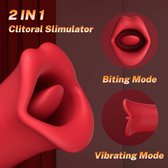 Rood Mond Vibrator - Trilt – 10 Standen - 5 Vibrator Standen– Rode Siliconen Vibrator - Bijt-Zuig -Clitoris Stimulator – Intense Sex Orgasme – Seks speeltjes – Cadeau - Vrouw - Voor haar