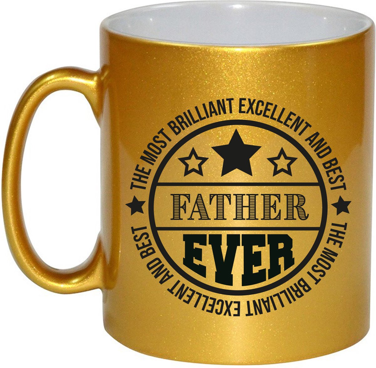 Bellatio Decorations Cadeau koffie/thee mok voor papa - beste papa - goud - 300 ml - vaderdag