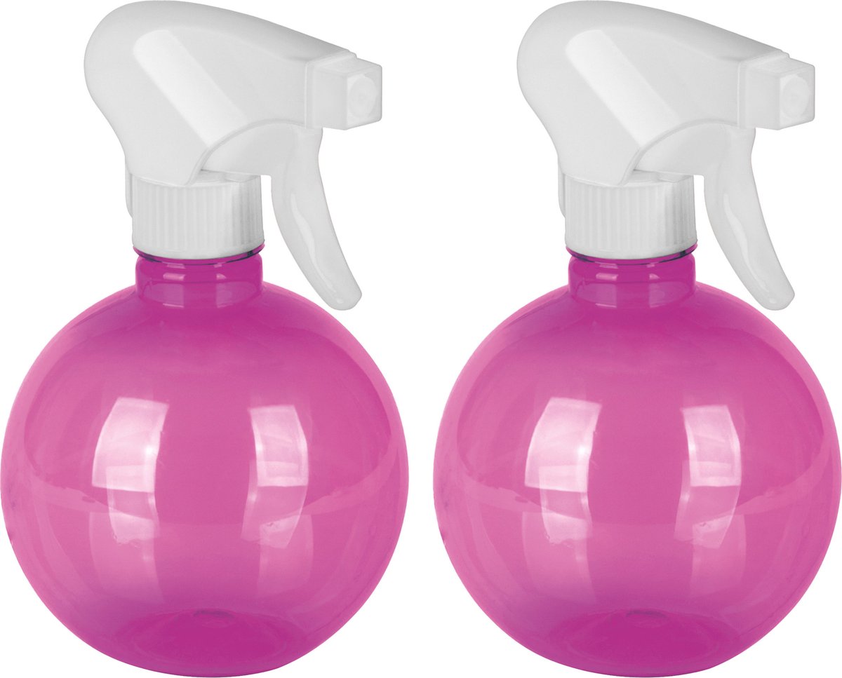 Juypal Plantenspuit/waterverstuiver- 2x - wit/roze - 400 ml - kunststof - sprayflacon