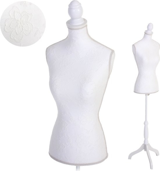 Cosmo Casa Mannequin - Mannequin torse féminin - Mousse - Wit avec dentelle
