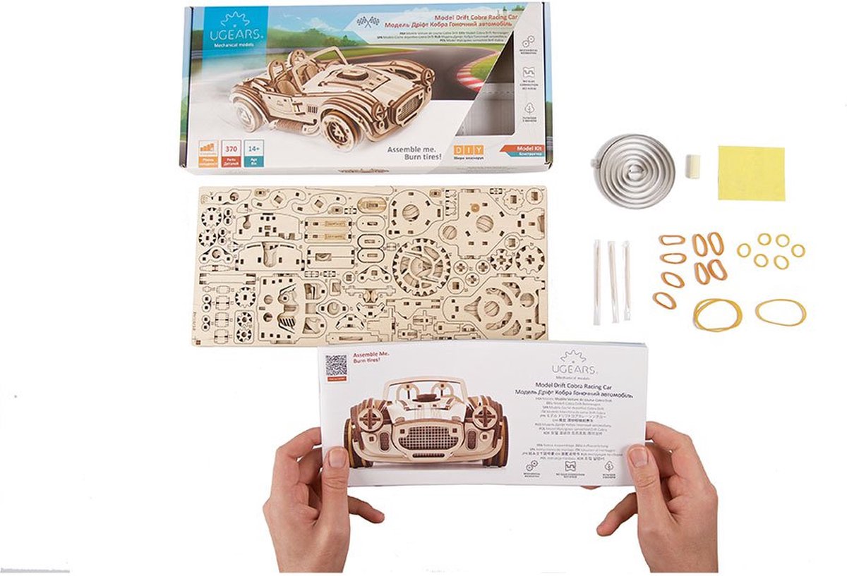 UGEARS Houten 3D Model - Drift Cobra Racing Car — afbeelding 6