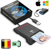Good2know Lecteur de cartes EID - USB C et USB A - Lecteur de cartes d'identité - Lecteur de cartes - Carte d'identité - E-ID Belgique - Rouge Zwart