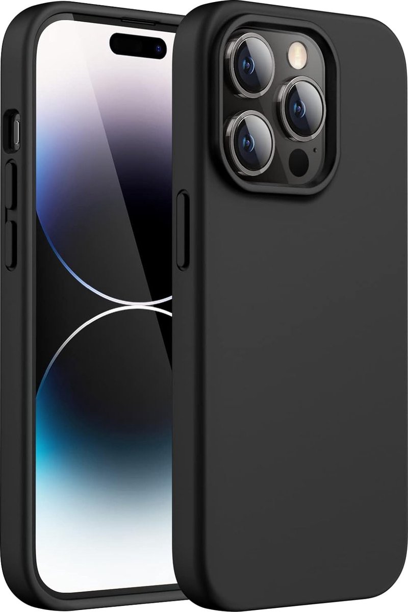 Podec Hoesje Geschikt voor iPhone 14 pro - Telefoonhoesje En Screenprotector - Beschermglas - Zwart