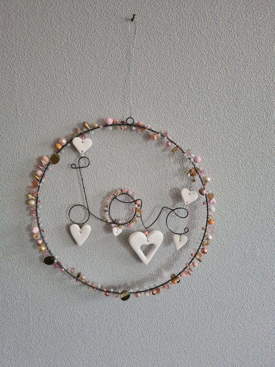 krans/hanger liefde van posiwio roze-goud krans love-25 cm-