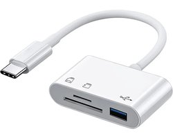 Ibley USB-C 3.1 SD kaartlezer wit - Cardreaders - Micro SD en SD kaartlezer - USB 3.0 aansluiting - Micro SD/SD/TF - USB-C aansluiting - Plug & Play