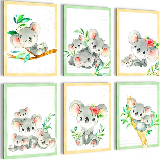 Koala -dieren - 90 x 80 cm - Meteen ophangen - muurdecoratie - wanddecoratie - muurdecoratie woonkamer - wanddecoratie woonkamer - muurdecoratie canvas - canvas schilderijen woonkamer - canvas schilderijen slaapkamer - muurdecoratie