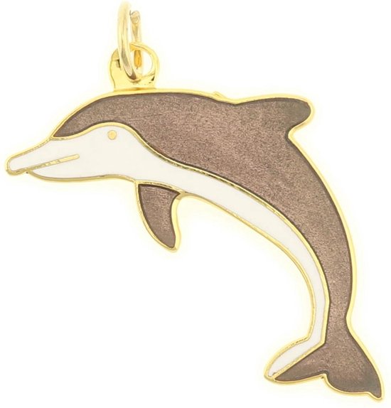 Behave Hanger dolfijn bruin wit emaille 4,5 cm