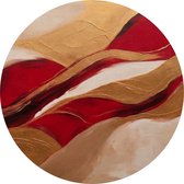 De Muurdecoratie - Wandcirkel abstract goud rood 40x40 cm - Abstractie - Minimalisme - Luxe - Slaapkamer schilderijen - Decoratie kamer binnen - Muurdecoratie rond