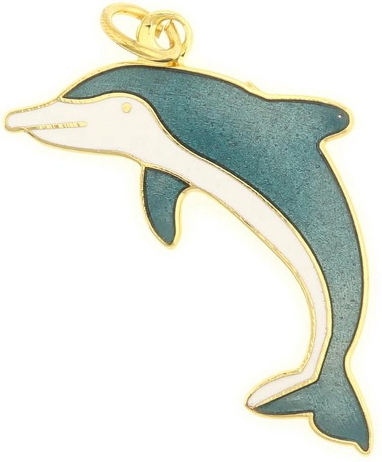Behave Hanger dolfijn groen blauw emaille 4,5 cm