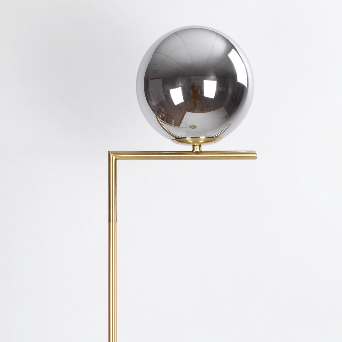 Design staande lamp Connor - smoke glas met spiegeleffect