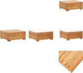 vidaXL Ensemble de meubles de jardin - Bois d'acacia Massief - Table/repose-pieds - 68x68x30 cm - kussen blanc crème - Banc de jardin
