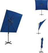 vidaXL Parasol Vierkant - 250 x 250 cm - Azuurblauw - UV-beschermend - Aluminium paal - Kantelbaar - Parasol