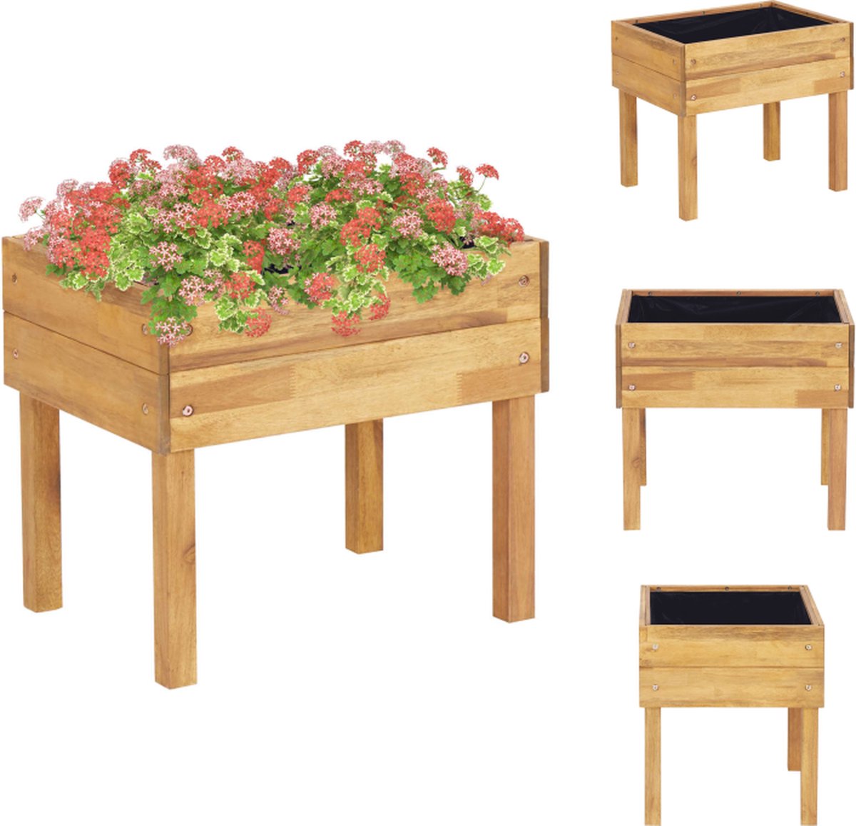 Vidaxl Plantenbak Verhoogd 76x27 6x25 Cm Acaciahout  76 X 27 6 X 25 Cm %28l X B X H%29%29