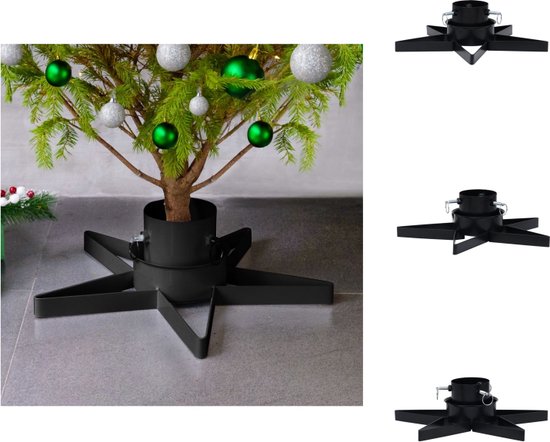 vidaXL Christmas Tree Stand - Star Shape - 47 x 47 x 13.5 cm - Black Metal - For Real Trees - Max 2.1m - Water Reservoir - Easy Assembly - Kerstboomvoet