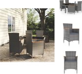 vidaXL Eethoek Tuinset - 150x90x75 - zwart poly rattan - gepoedercoat staal - gehard glas - grijs - donkergrijs - 1 tafel - 4 stoelen - 4 zitkussens - Tuinset