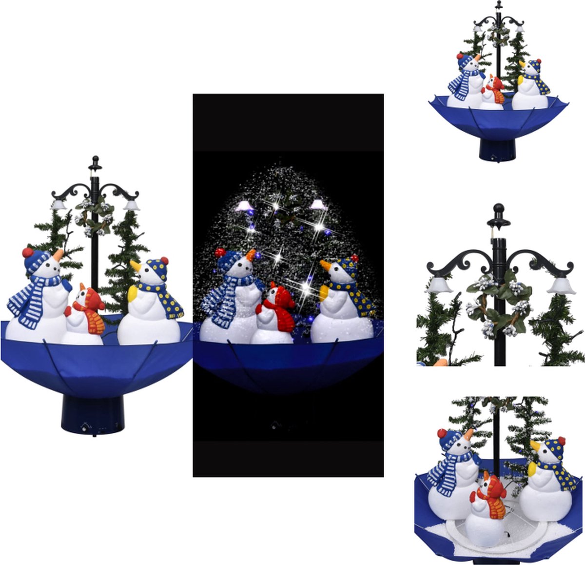 vidaXL Kunstkerstboom - Sneeuwende Kerstboom 75cm - Blauw - Groen - Wit - LED verlichting - Decoratief - PVC - Polyester - Kunststof - Decoratieve kerstboom