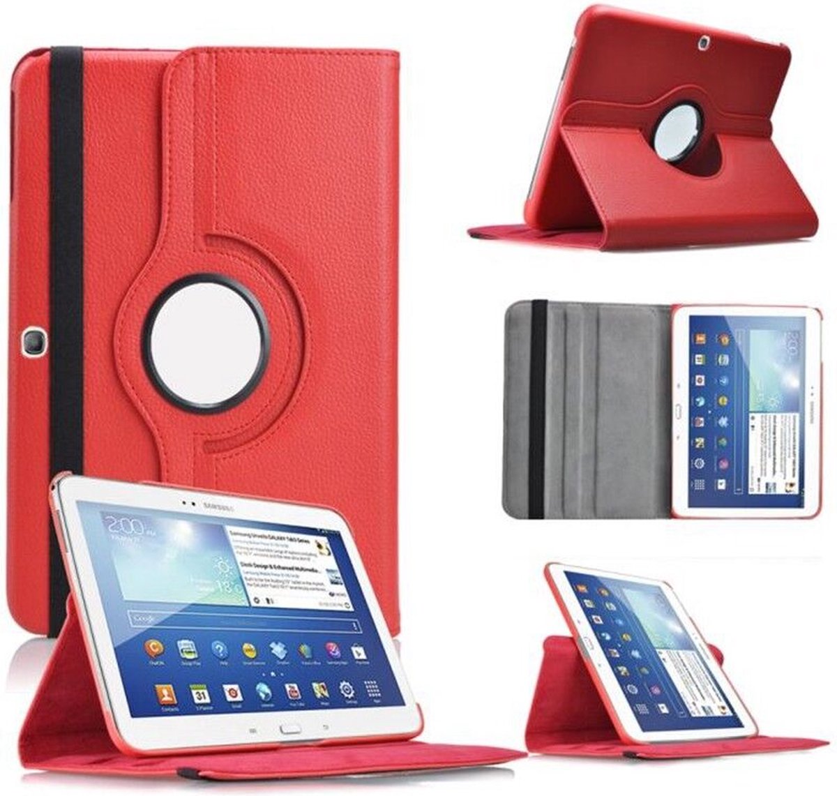 Draaibaar Hoesje - Rotation Tabletcase - Multi stand Case Geschikt voor: Samsung Galaxy Tab 4 10.1 T530 T535 - rood