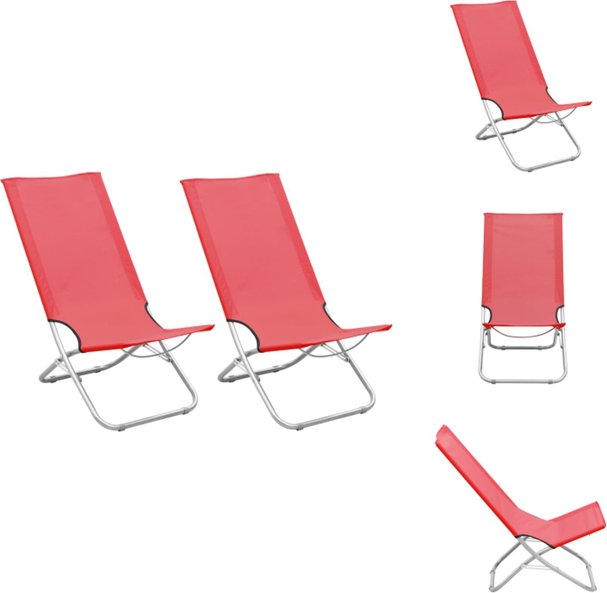 VidaXL Strandstoelen Campingstoelen Rood 48 x 82 x 84 cm Lichtgewicht en inklapbaar Tuinstoel
