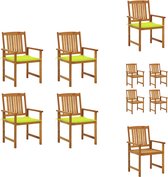 vidaXL Buitenstoelen - Gelatté - Massief acaciahout - Helder groen kussen - 61x57x92 cm - Tuinstoel