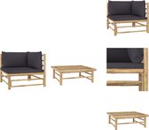 vidaXL Bamboe Loungehoek - Hoekbank 70x70x60cm - Donkergrijs kussen - Tuinbank