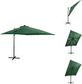 vidaXL Parasol de jardin Vert 250x230 cm - Avec éclairage LED et poteau en aluminium - Parasol