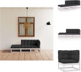 vidaXL Loungeset - Massief grenenhout - Wit - Antraciet - 70 x 70 x 67 cm - Inclusief kussens - Montage vereist - Tuinset