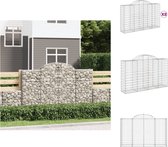vidaXL Schanskorven - Decoratieve en geluidsisolerende tuinbarrières - 200 x 50 x 120/140 cm - Gegalvaniseerd ijzer - Stenen niet inbegrepen - Bloempot
