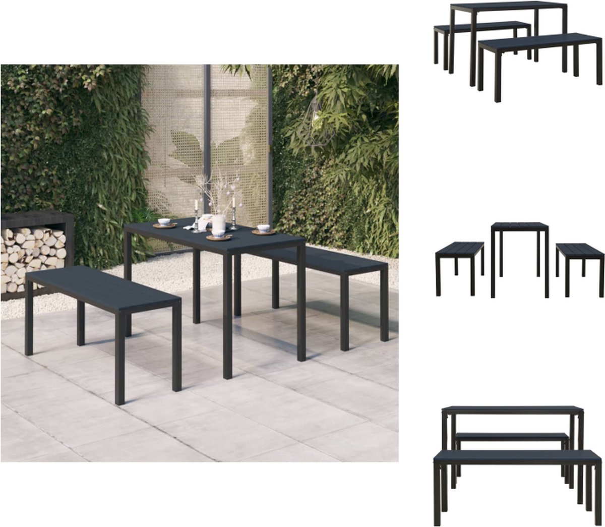 Vidaxl Tuinset Zwart Eetset
