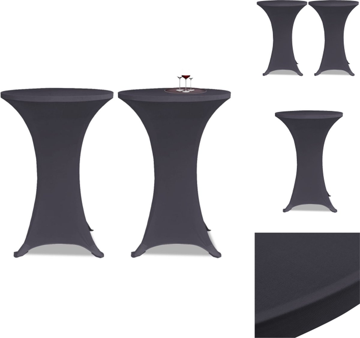 VidaXL statafelhoes Stretch tafelhoezen tot 120 cm kleur- antraciet herbruikbaar Tuinmeubelhoes