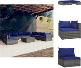 vidaXL Loungeset Poly Rattan - Grijs - Modulair Design - Tuinset