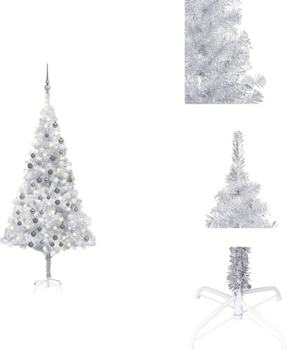 vidaXL Kunstkerstboom Nordic Silver - 180cm - Met LED-verlichting - Decoratieve kerstboom
