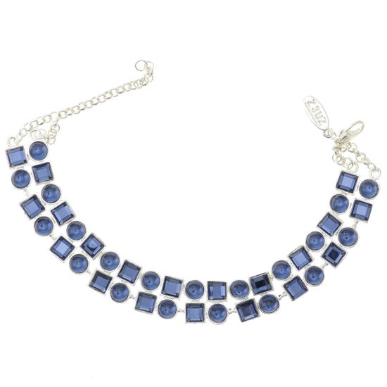 Bracelet Behave couleur argent avec pierres bleues 21,5 cm