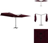 vidaXL Dubbele Parasol - Bordeauxrood - 485 x 250 x 260 cm - UV-beschermend - Polyester - Stabiel en Duurzaam - Inclusief Kruisvoet - Gemakkelijk te Monteren - Parasol