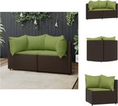 vidaXL Tuinhoekbanken - PE-rattan - modulair ontwerp - bruin - 2 x hoekbank - 2 x zitkussen - 2 x groot kussen - 2 x klein kussen - 63 x 63 x 57.5 cm - Loungebank