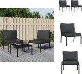 vidaXL Tuinstoelen - Stalen stoelen - 60x74x79cm - Zwart/Grijs - Tuinbank