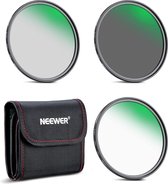 Neewer® - 58mm Lensfilterkit ND8 ND64 CPL Filter Set, Neutral Density + Circulair polarisatiefilterkit met 30 lagen nano-coating/HD optisch glas/waterafstotend/krasbestendig/ultraslank/filtertas