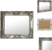 vidaXL Wandspiegel Barok Zilver 50x40 cm - Houten Frame - Met Haken - Spiegel