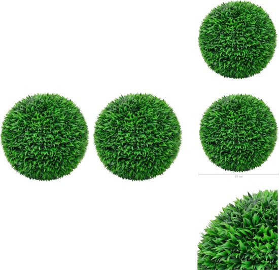 vidaXL Kunstbuxus Set - Polyethyleen - Groen - 55 cm - 2 stuks - Kunstplant