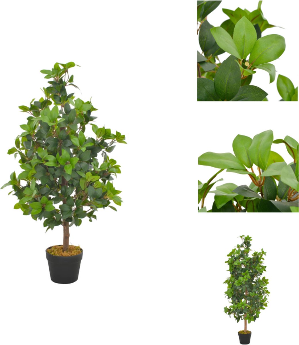 VidaXL Kunst Laurierboom Decoratieve 90 cm Hoge Kunstplant met 885 Bladeren en Pot Kunstplant