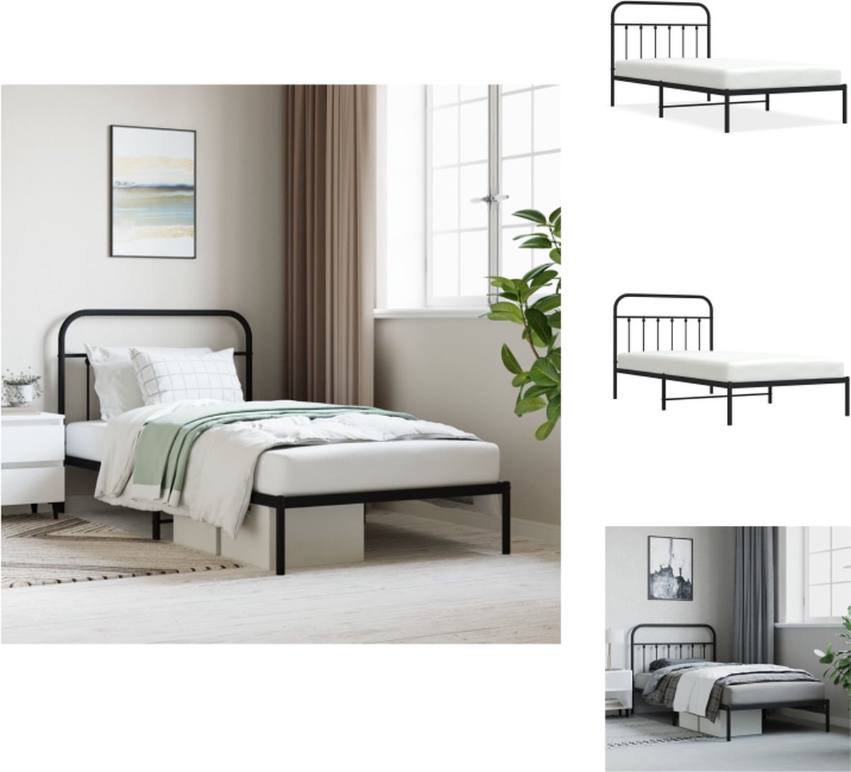 VidaXL Bedframe Klassiek Metaal 207x105x100 cm Robuust en Elegant Bed