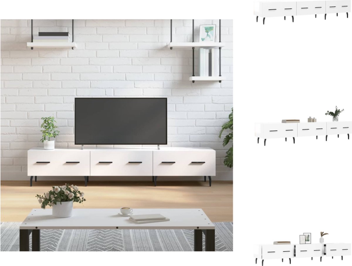 vidaXL - Tv-meubel - 150x36x30 - cm - bewerkt - hout - hoogglans - wit