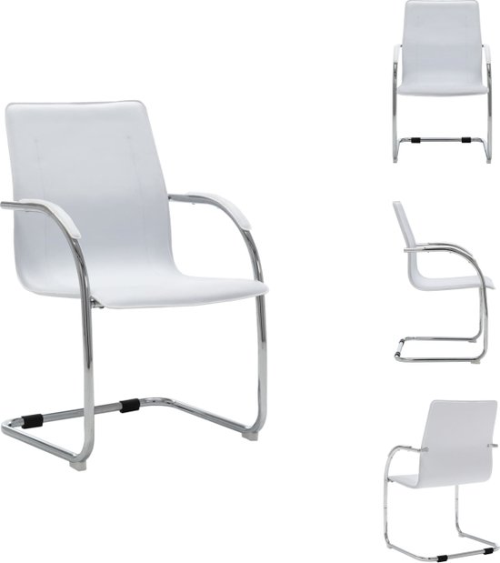vidaXL Chaise de bureau flottante - Wit - Simili cuir - 55 x 59 x 88 cm - Dossier ergonomique - Accoudoir - Chaise de bureau