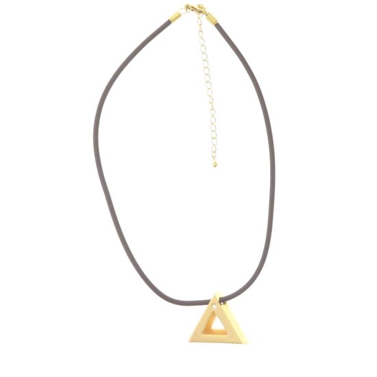 Behave Ketting bruin met driehoek hanger goud kleur 41 cm