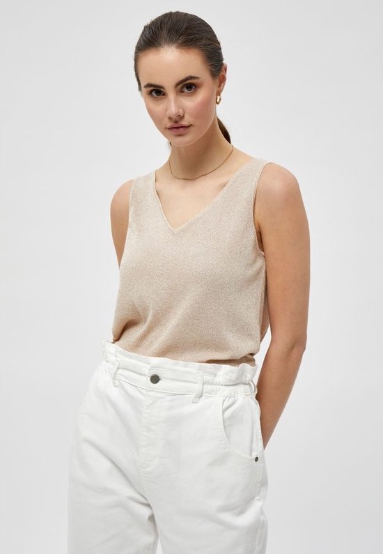 Minus Carli Knit Top Tops & T-shirts Dames - Shirt - Goud - Maat L