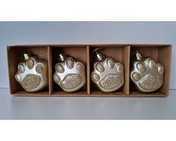 O'malley Kerstboomhanger, Kerstbal, Kerstornament, Kersthanger van dierenpootafdruk, hond en/of kat (4 stuks in verpakking) GOUDKLEURIG Image