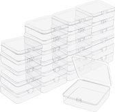 Belle Vous Klein Helder Plastic Opslag Dozen Containers met Scharnier Deksels (24 Pak) – L8,3 x B8,3 x H2,8 cm – Mini Doosjes Voor Pillen, Kralen, Sieraden & Hobby Items