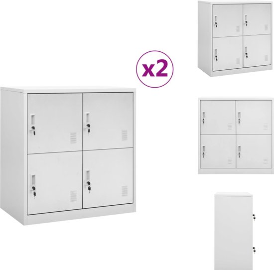 Tidyard Kast locker metalen opbergkast kantoorkast met 4 kluisjes en sloten, kast, type staal, lichtgrijs, 90 x 45 x 92,5 cm