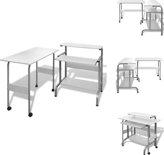 vidaXL Computer Bureauset Compact 2delig Wit 66x49x84 cm Met