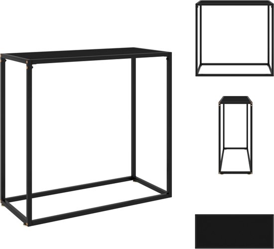 vidaXL Wandtafel Modern Zwart 80 x 35 x 75 cm - Gehard Glas en Staal - Tafel